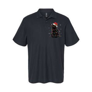 Black Cat Christmas Santa Hat Lights Pajama Xmas Cat Lover Premium Softstyle Adult Sport Polo