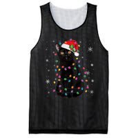 Black Cat Christmas Santa Hat Lights Pajama Xmas Cat Lover Premium Mesh Reversible Basketball Jersey Tank