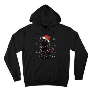 Black Cat Christmas Santa Hat Lights Pajama Xmas Cat Lover Premium Tall Hoodie