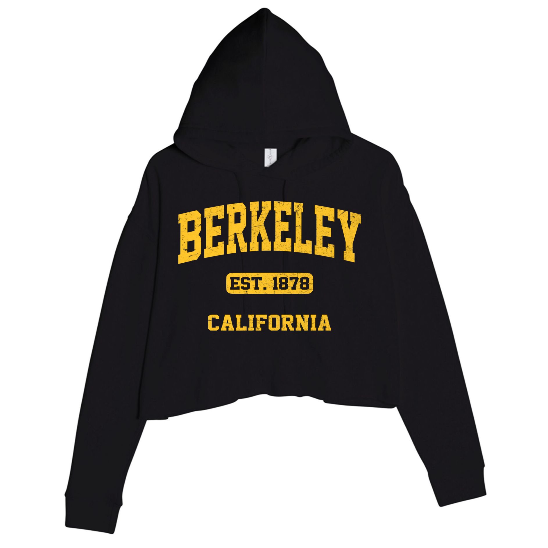Berkeley California CA Vintage State Athletic Style Crop Fleece Hoodie