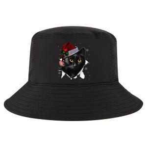 Black Cat Christmas Santa Hat Funny Cat Lover Christmas Cool Comfort Performance Bucket Hat