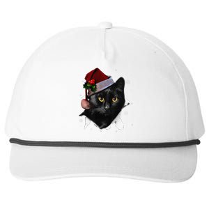 Black Cat Christmas Santa Hat Funny Cat Lover Christmas Snapback Five-Panel Rope Hat