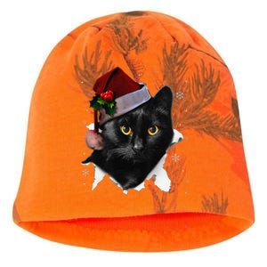 Black Cat Christmas Santa Hat Funny Cat Lover Christmas Kati - Camo Knit Beanie