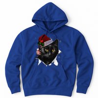 Black Cat Christmas Santa Hat Funny Cat Lover Christmas Hoodie