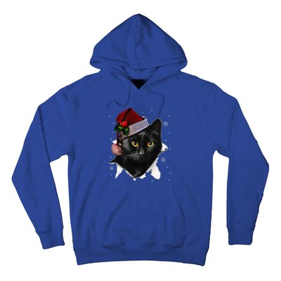 Black Cat Christmas Santa Hat Funny Cat Lover Christmas Hoodie