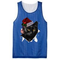 Black Cat Christmas Santa Hat Funny Cat Lover Christmas Mesh Reversible Basketball Jersey Tank