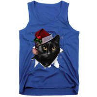 Black Cat Christmas Santa Hat Funny Cat Lover Christmas Tank Top