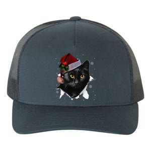 Black Cat Christmas Santa Hat Funny Cat Lover Christmas Yupoong Adult 5-Panel Trucker Hat