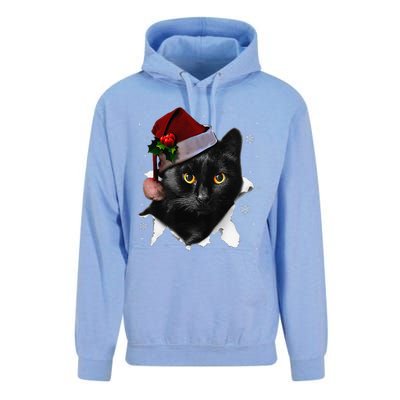 Black Cat Christmas Santa Hat Funny Cat Lover Christmas Unisex Surf Hoodie