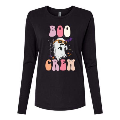 Boo Crew Cute Ghost Halloween Costume Spooky Season Cute Gift Womens Cotton Relaxed Long Sleeve T-Shirt