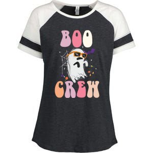 Boo Crew Cute Ghost Halloween Costume Spooky Season Cute Gift Enza Ladies Jersey Colorblock Tee