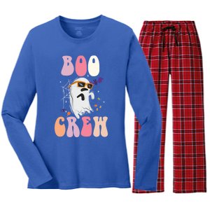 Boo Crew Cute Ghost Halloween Costume Spooky Season Cute Gift Women's Long Sleeve Flannel Pajama Set 