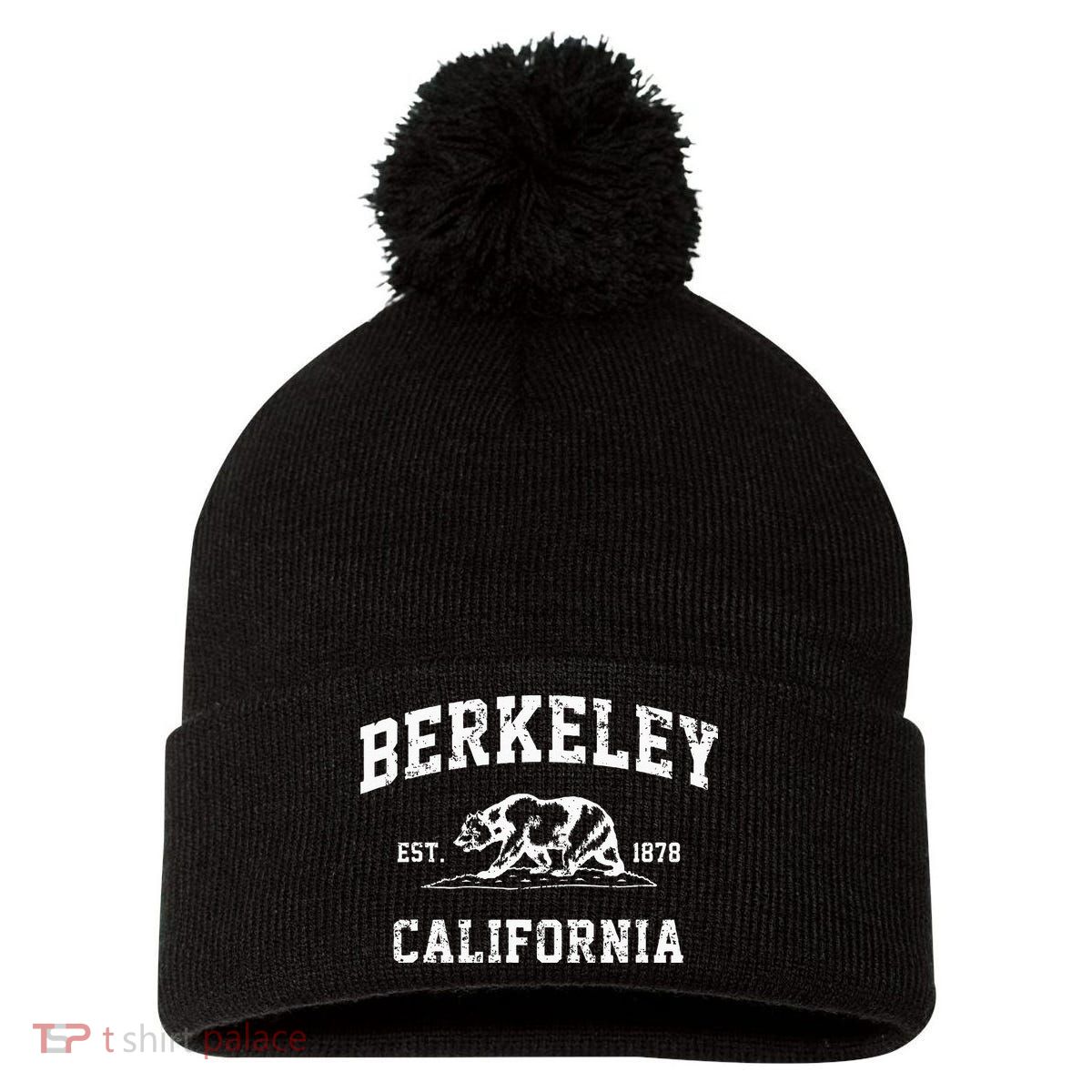 Berkeley California CA Retro Vintage Cali Bear Republic Pom Pom 12in Knit Beanie