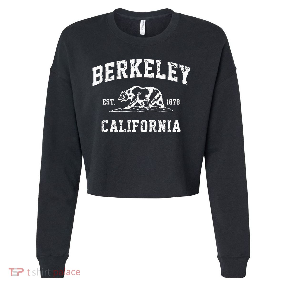 Berkeley California CA Retro Vintage Cali Bear Republic Cropped Pullover Crew