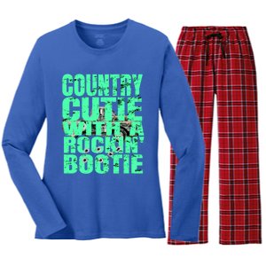 Backwoods Country Cutie With A Rockin Bootie Cute Meaningful Gift Women's Long Sleeve Flannel Pajama Set 