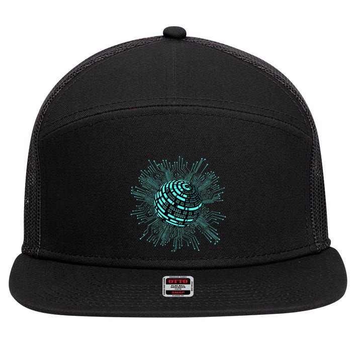 Binary Coding Computer Nerd Geeks Programmer Funny Coding  7 Panel Mesh Trucker Snapback Hat