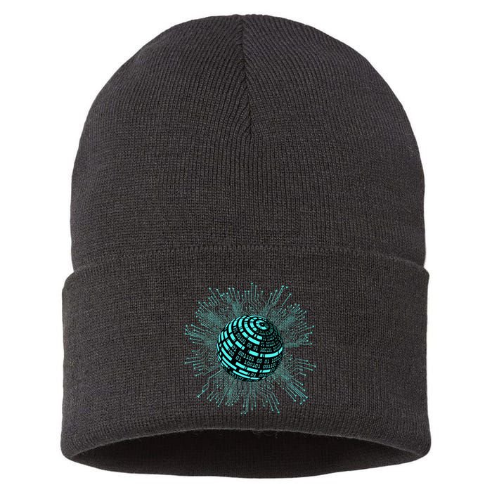 Binary Coding Computer Nerd Geeks Programmer Funny Coding  Sustainable Knit Beanie