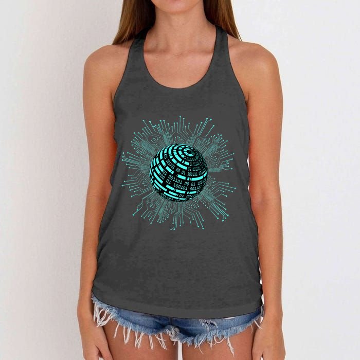 Binary Coding Computer Nerd Geeks Programmer Funny Coding  Women's Knotted Racerback Tank