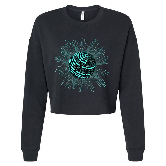 Binary Coding Computer Nerd Geeks Programmer Funny Coding  Cropped Pullover Crew