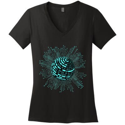 Binary Coding Computer Nerd Geeks Programmer Funny Coding  Women's V-Neck T-Shirt