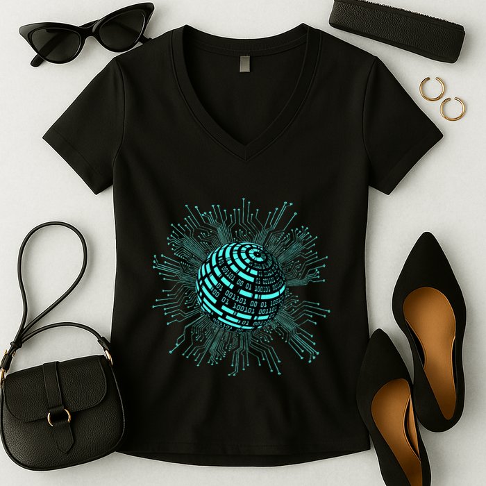 Binary Coding Computer Nerd Geeks Programmer Funny Coding  Women's V-Neck T-Shirt
