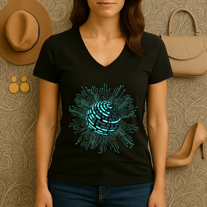 Binary Coding Computer Nerd Geeks Programmer Funny Coding  Women's V-Neck T-Shirt