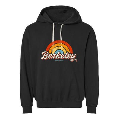 Berkeley California Ca Vintage Rainbow Retro 70s Garment-Dyed Fleece Hoodie
