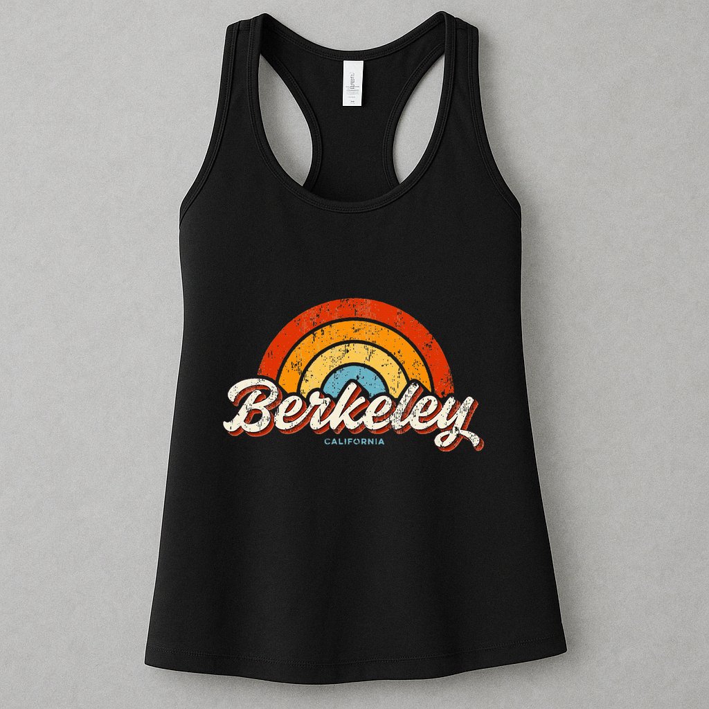 Berkeley California Ca Vintage Rainbow Retro 70s Womens Tank Top