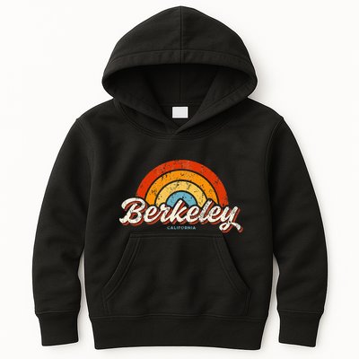Berkeley California Ca Vintage Rainbow Retro 70s Kids Hoodie