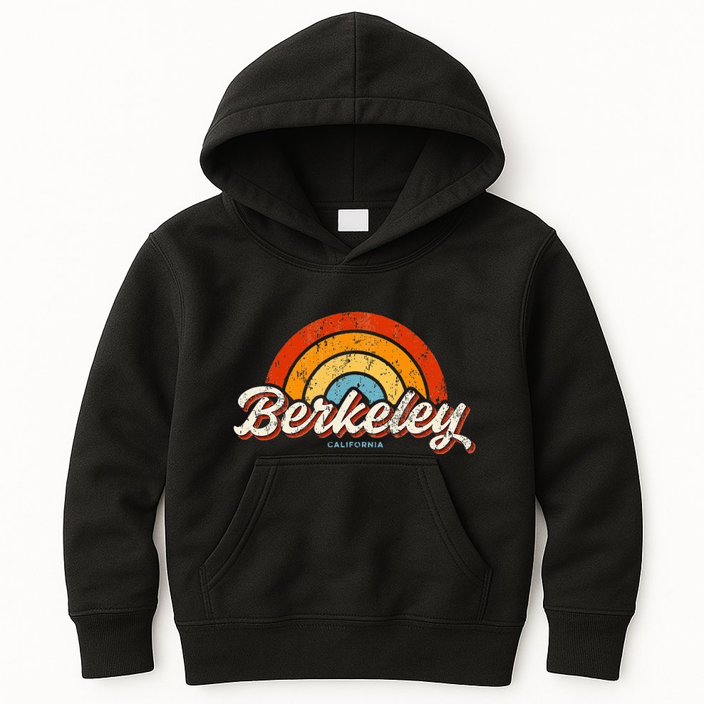 Berkeley California Ca Vintage Rainbow Retro 70s Kids Hoodie