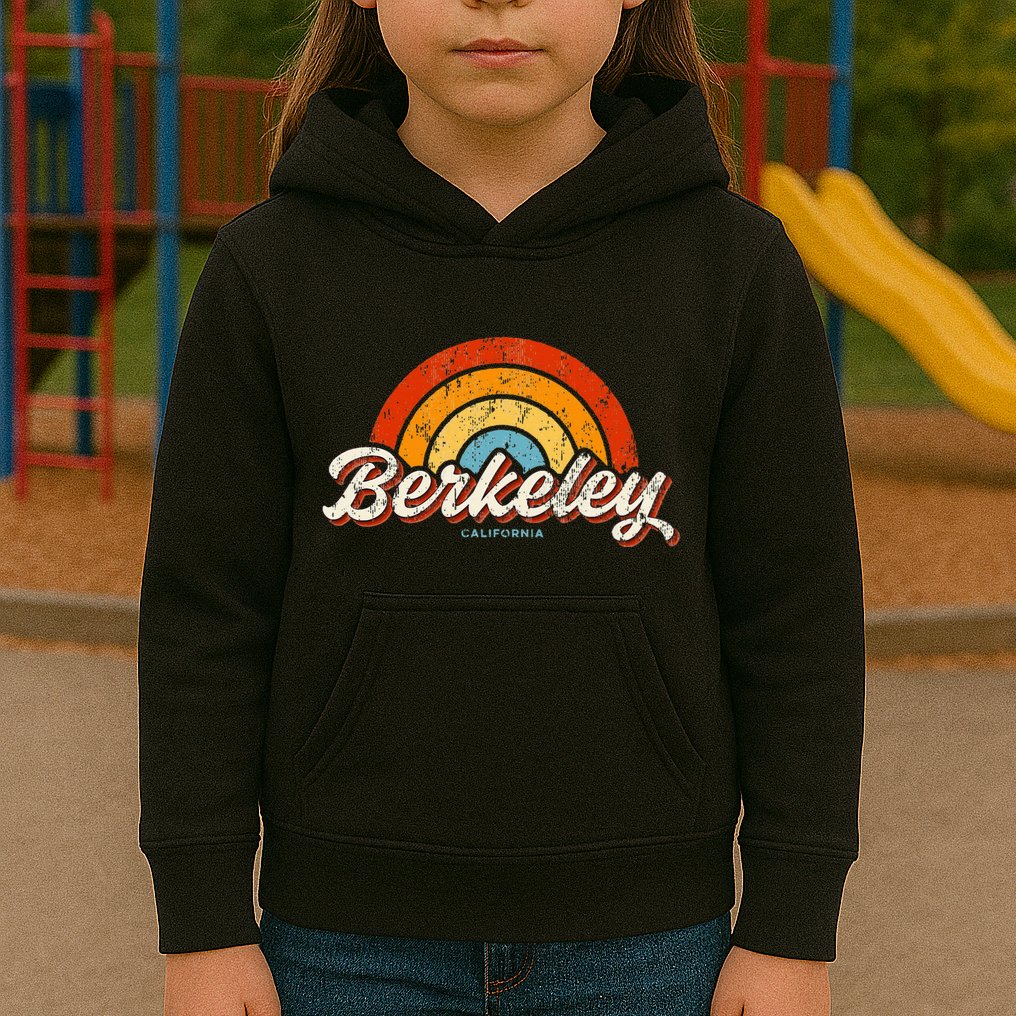Berkeley California Ca Vintage Rainbow Retro 70s Kids Hoodie