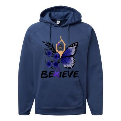 Butterfly Colon Cancer Performance Fleece Hoodie