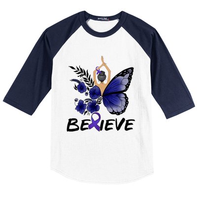 Butterfly Colon Cancer Baseball Sleeve Shirt