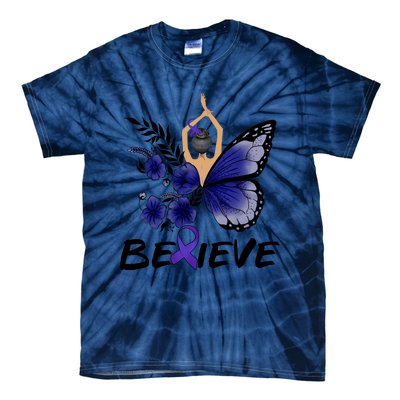 Butterfly Colon Cancer Tie-Dye T-Shirt