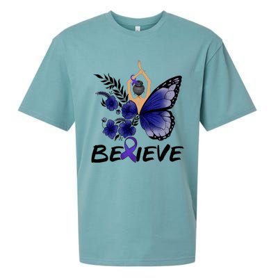 Butterfly Colon Cancer Sueded Cloud Jersey T-Shirt