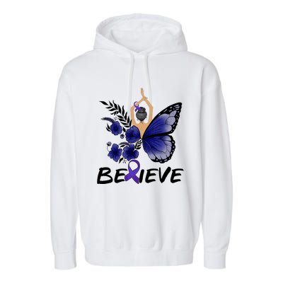 Butterfly Colon Cancer Garment-Dyed Fleece Hoodie