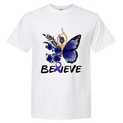 Butterfly Colon Cancer Garment-Dyed Heavyweight T-Shirt