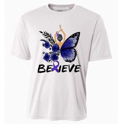 Butterfly Colon Cancer Cooling Performance Crew T-Shirt