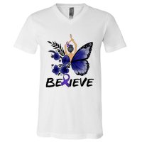 Butterfly Colon Cancer V-Neck T-Shirt