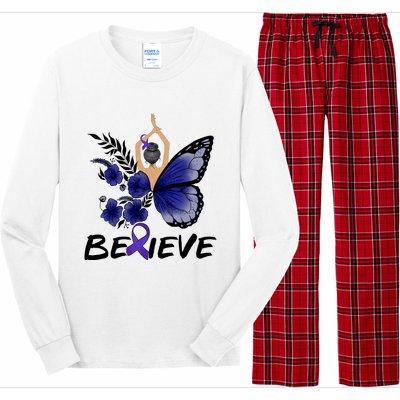 Butterfly Colon Cancer Long Sleeve Pajama Set