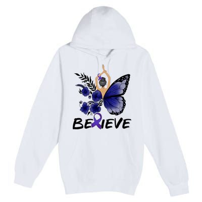 Butterfly Colon Cancer Premium Pullover Hoodie