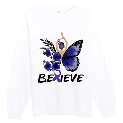 Butterfly Colon Cancer Premium Crewneck Sweatshirt