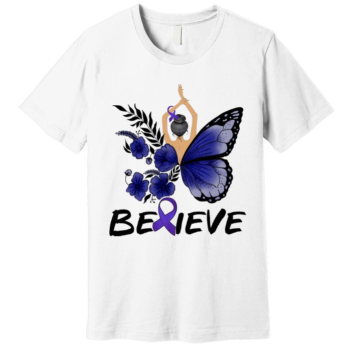 Butterfly Colon Cancer Premium T-Shirt