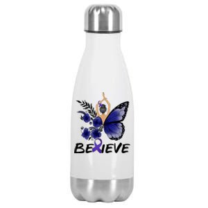 Butterfly Colon Cancer Stainless Steel Insulated Water Bottle