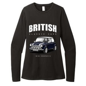 British Classic Car Dark Blue Mini Sports Car Womens CVC Long Sleeve Shirt