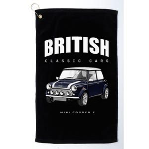 British Classic Car Dark Blue Mini Sports Car Platinum Collection Golf Towel