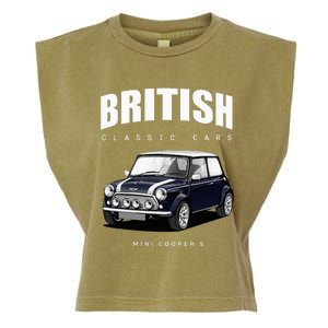 British Classic Car Dark Blue Mini Sports Car Garment-Dyed Women's Muscle Tee