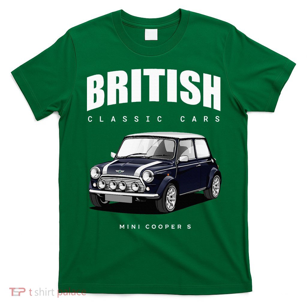British Classic Car Dark Blue Mini Sports Car T-Shirt