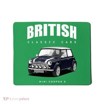 British Classic Car Dark Blue Mini Sports Car Mousepad
