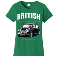 British Classic Car Dark Blue Mini Sports Car Women's T-Shirt